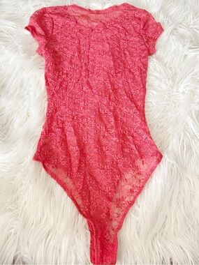 Free People Lace Bodysuit Orange Red